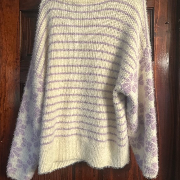 Altar'd State Lavender and Cream Striped Sweater - Picture 2 of 3